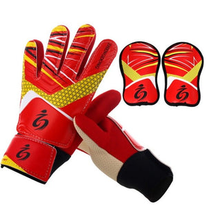 New Kids Football Soccer Goalkeeper Anti-Slip Training Gloves Breathable Gloves with Leg Guard Protector Team Sports