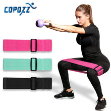 Load image into Gallery viewer, COPOZZ Adjustable Yoga Anti slip Resistance Bands for Legs and Hip Loop Roll Up Exercise Elastic Booty Bands Fitness Equipment